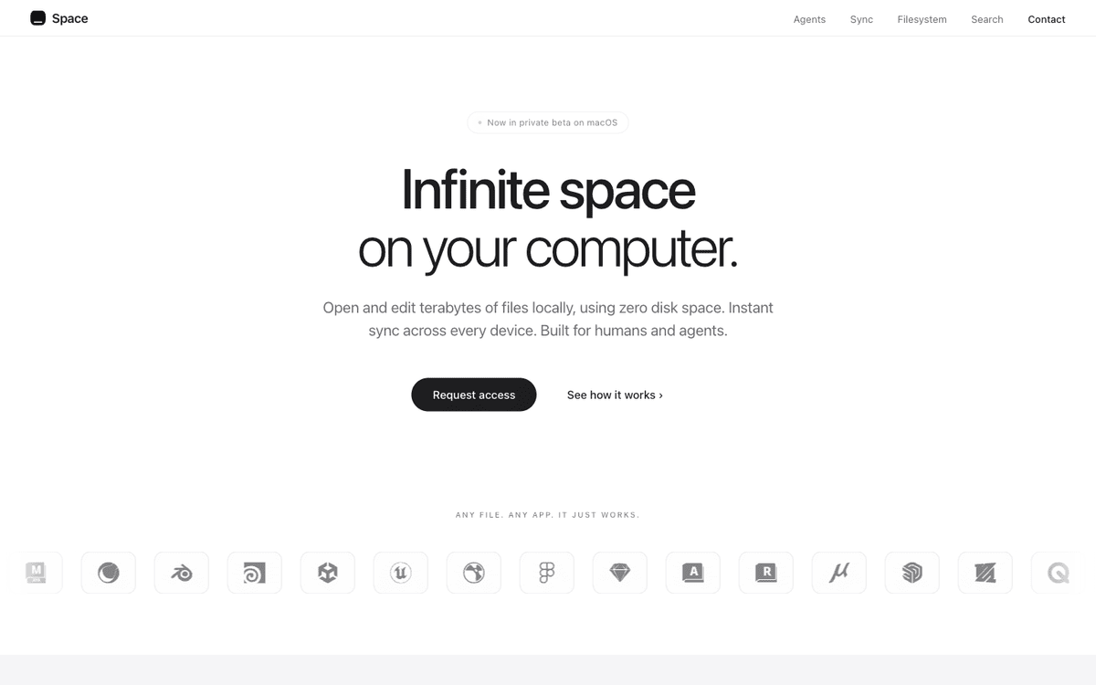 Space homepage, infinite filesystem for cloud storage on macOS