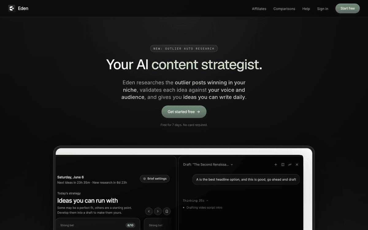 Eden homepage, your AI content strategist